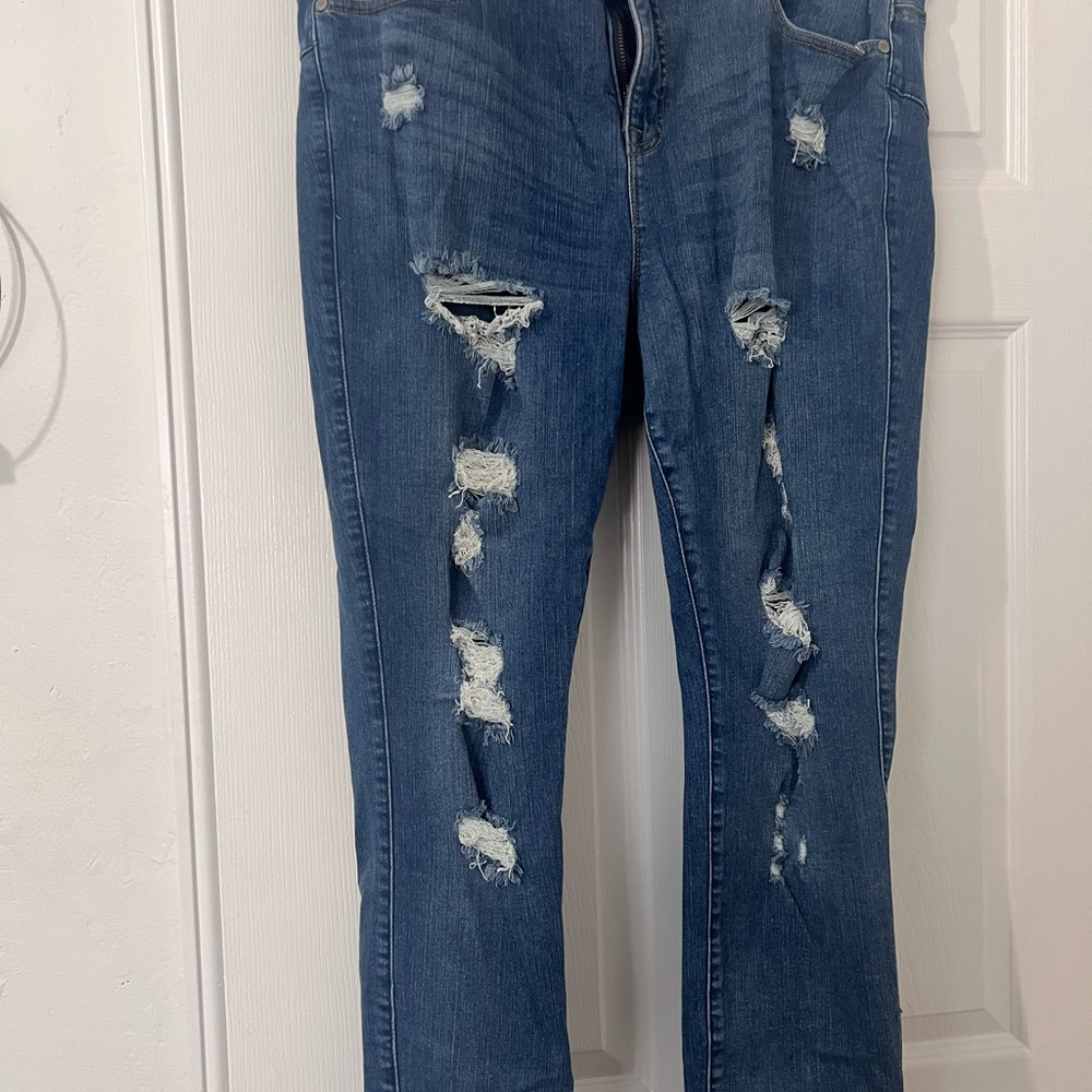 Torrid Blue Distressed Bombshell Skinny Jeans